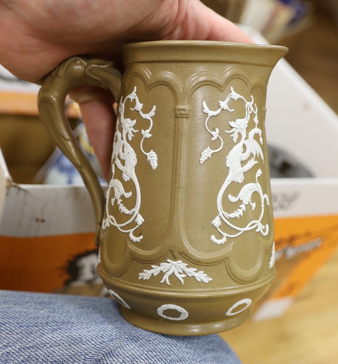 A group of various jugs, to include Copeland etc.